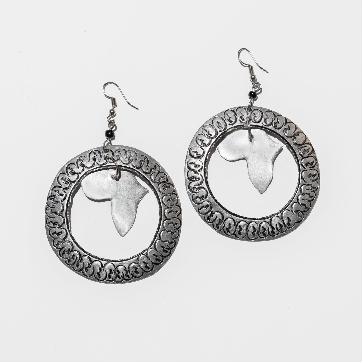 Silver circle earrings made in Africa